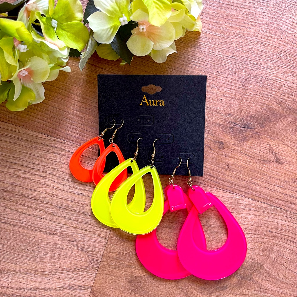 Acrylic Neon Colors Dangle Earrings
